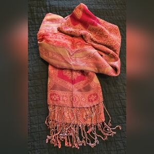 Scarf - Red and Orange Patterned Scarf